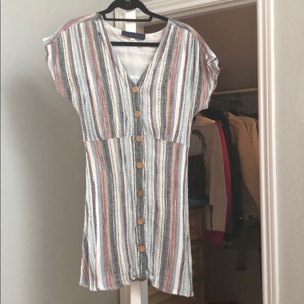 Multi stitch dress with wooden buttons